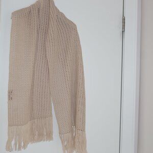 PACA Beige Baby Alpaca Crochet Scarf Wrap 89" x 27"